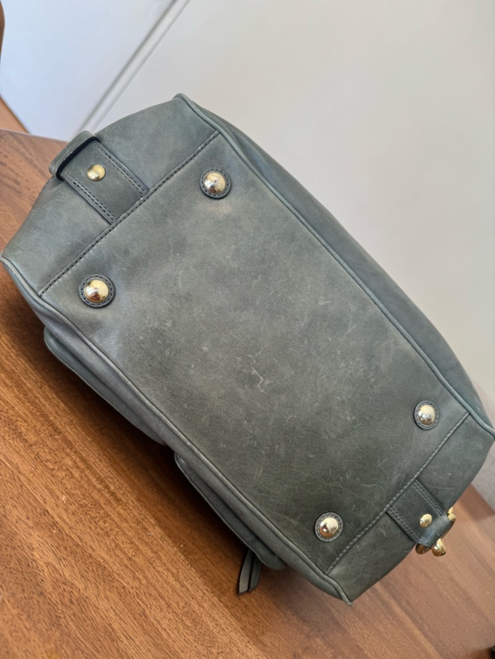Vintage Coach Hampton Lindsay Satchel Olive Gray Leather Turnlock - Picture 5 of 10
